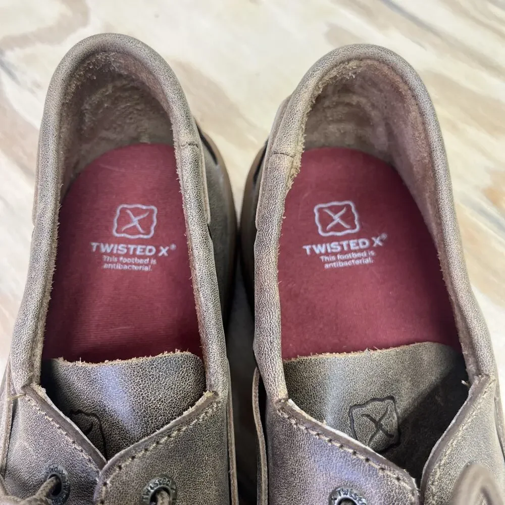 Twisted X Driving Mocs Lace Up Brown Leather Shoes Youth 5M Casual Western